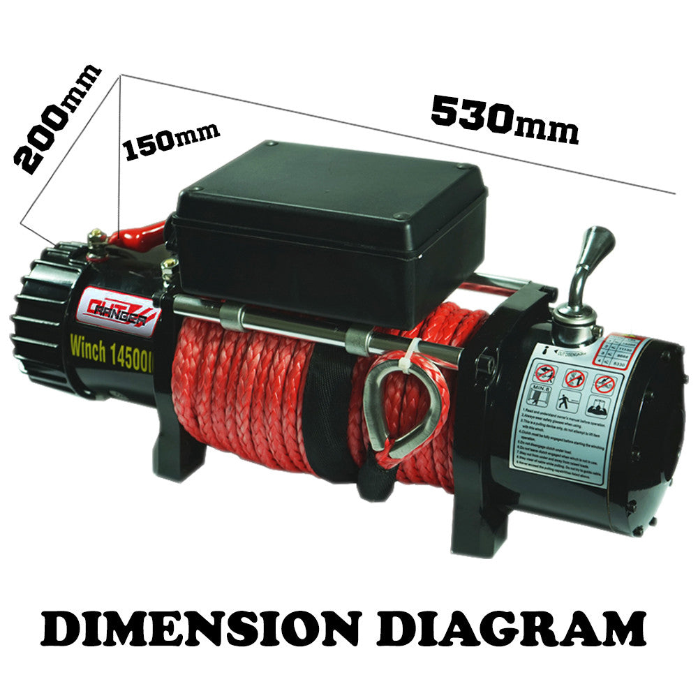 14500LBS Electric Winch 26M Synthetic Rope 6577KG 12V Wireless Remote 4WD 4X4