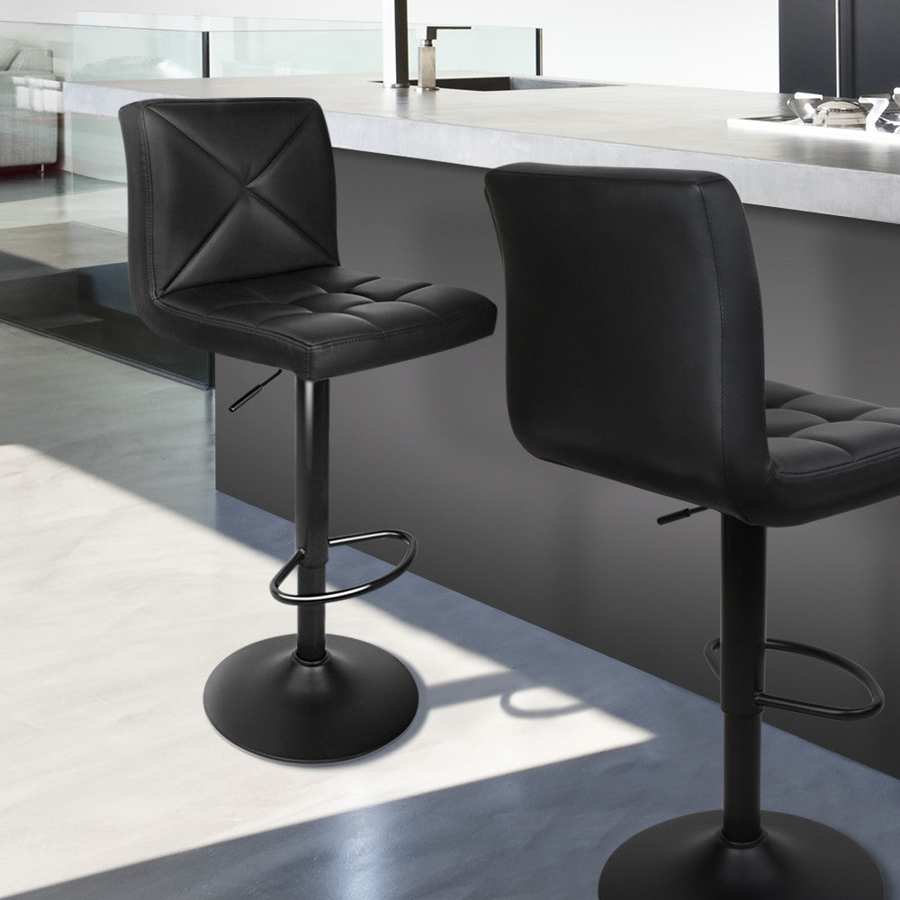 Set of 2 Leather Bar Stools