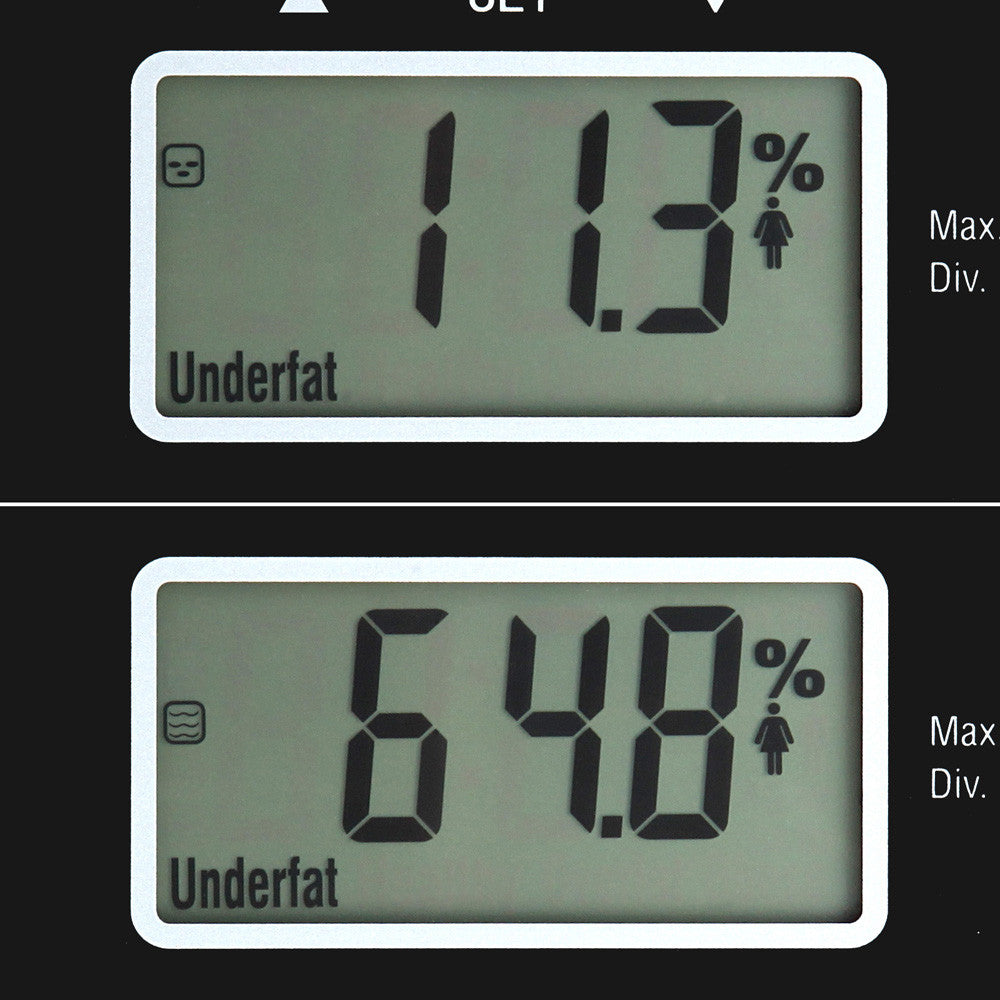 Electronic Digital Body Fat & Hydration Bathroom Glass Scale Black