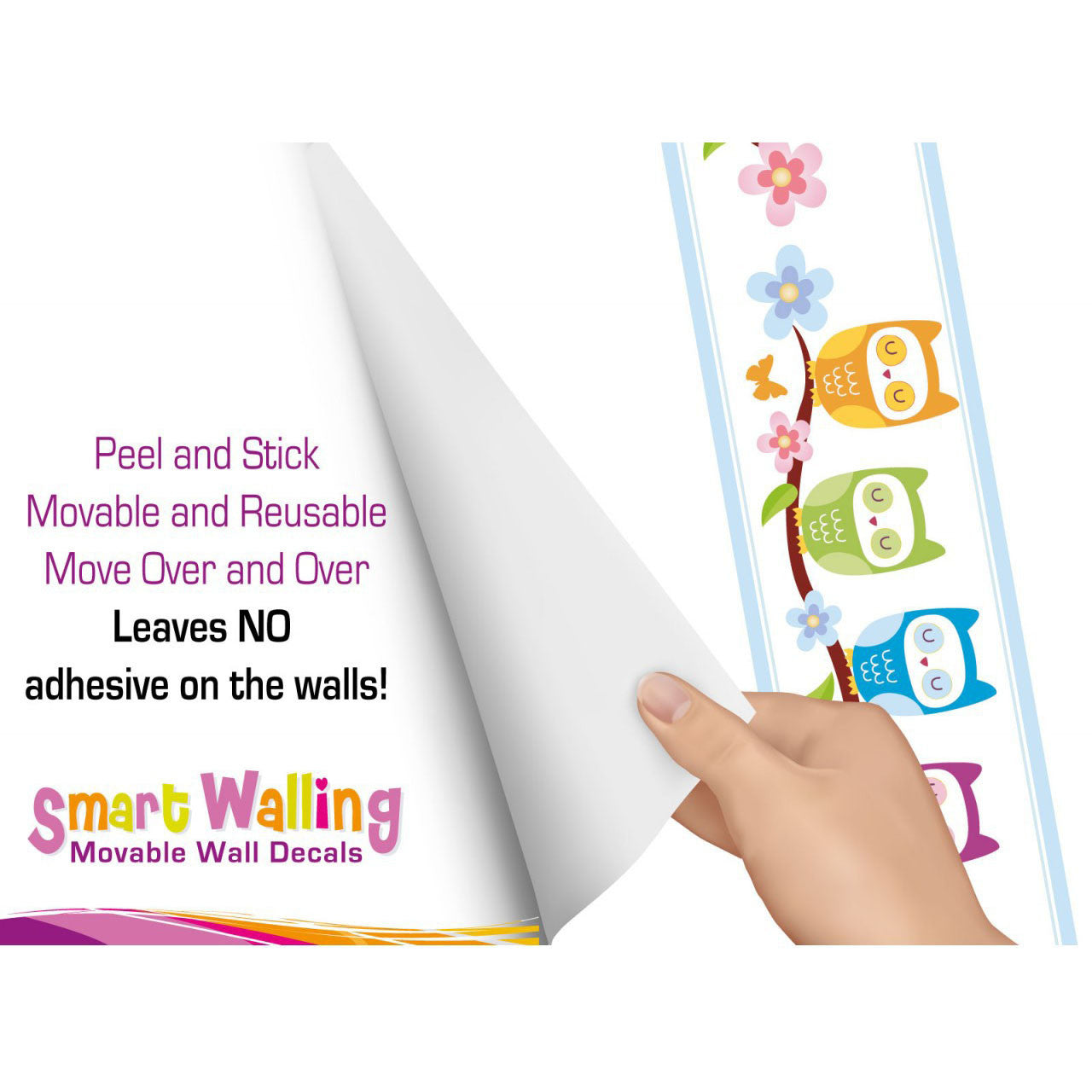 Cute Nursery Owl Wall Border Stickers - Totally Movable