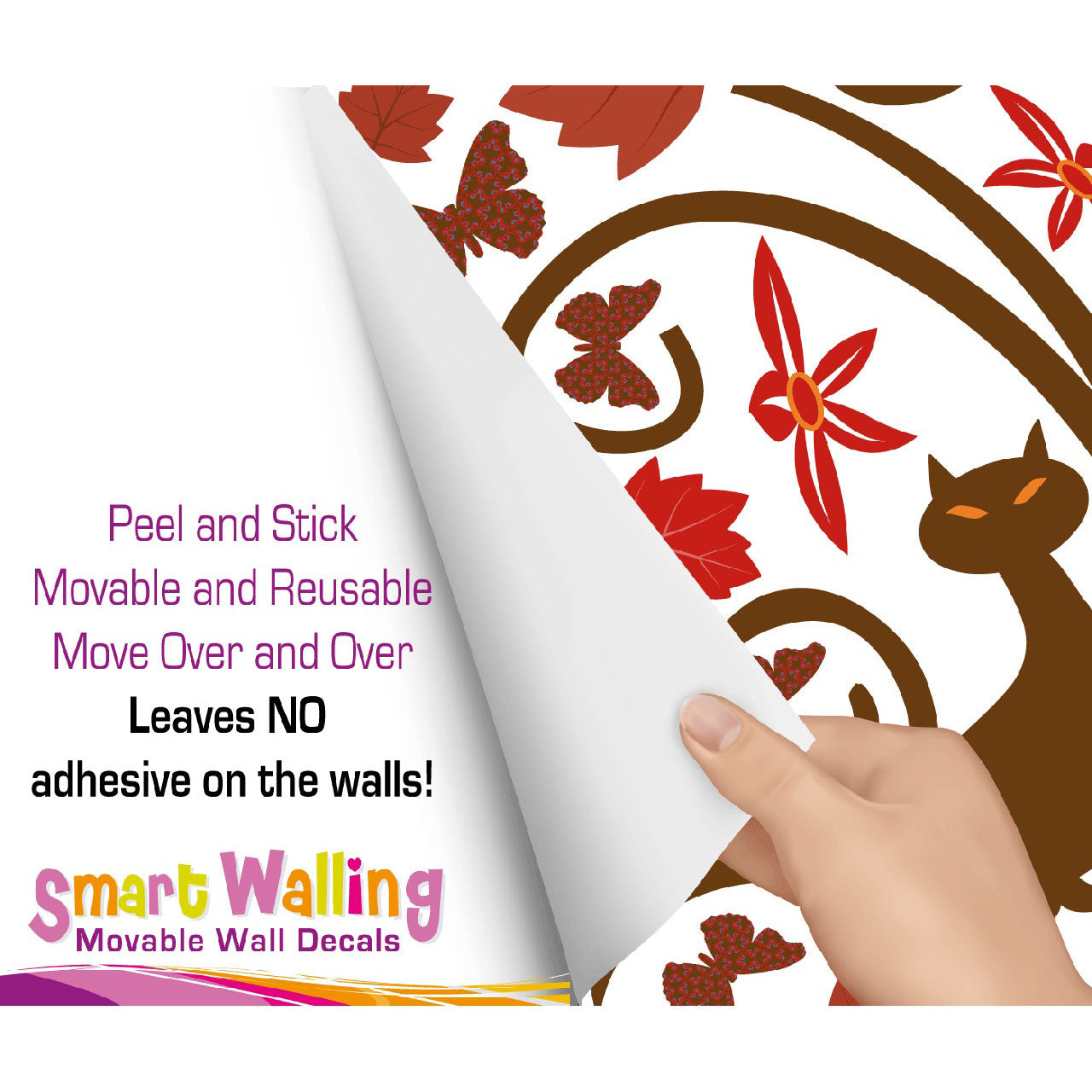 Large Size Gorgeous Tree and Cat Wall Stickers - Totally Movable