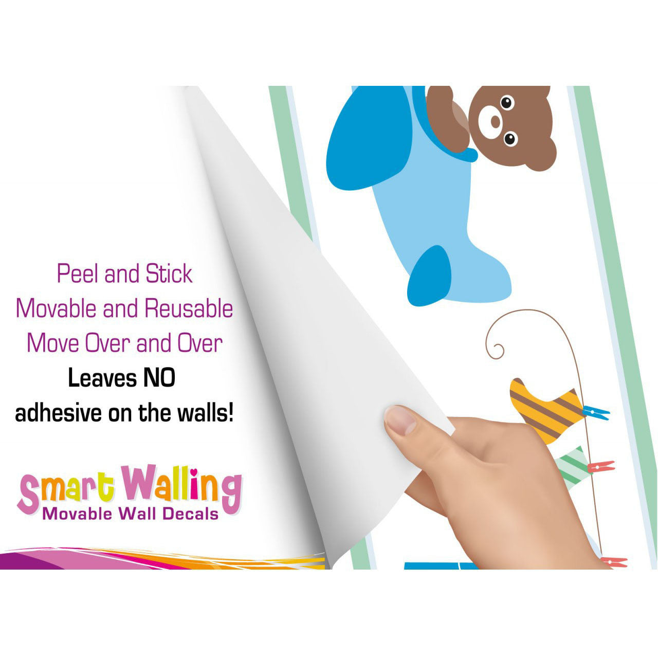 Boy's Blue Bears Wall Border Stickers - Totally Movable