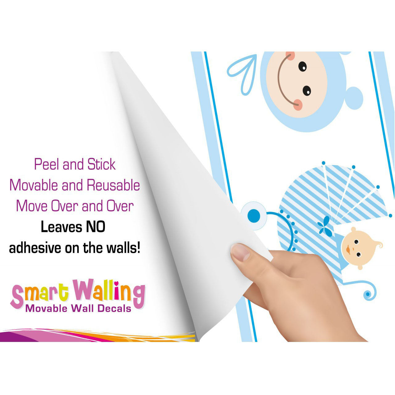 Blue Baby Caterpillar Wall Border Stickers - Totally Movable