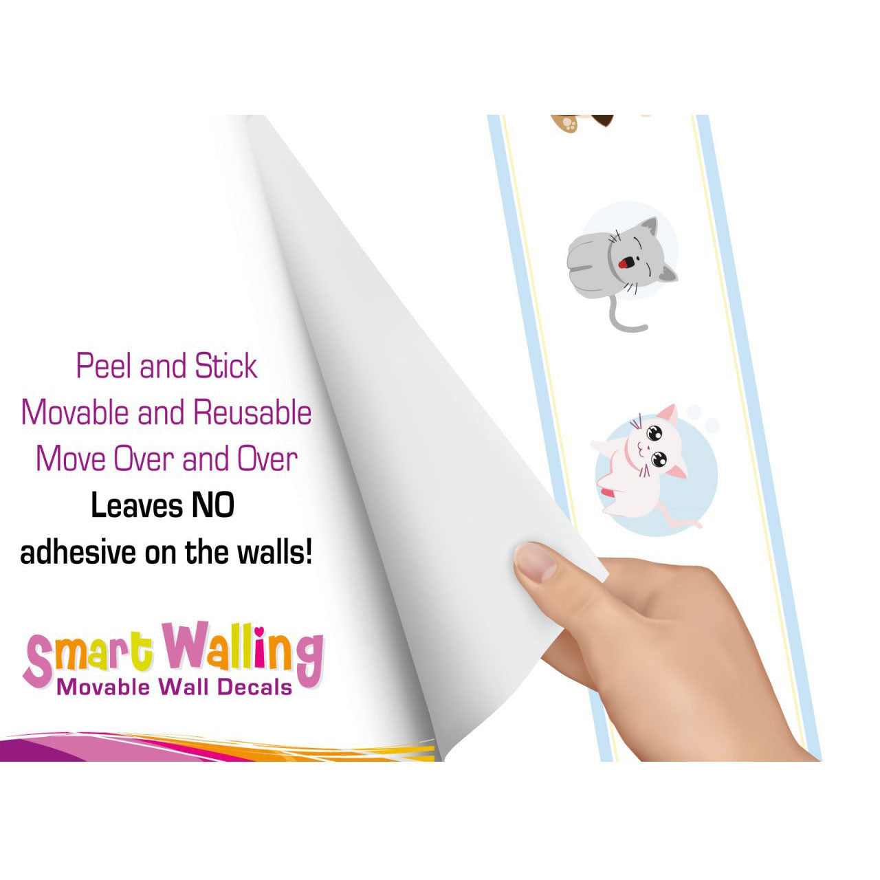 Cute Kittens Wall Border Wall Stickers - Totally Movable