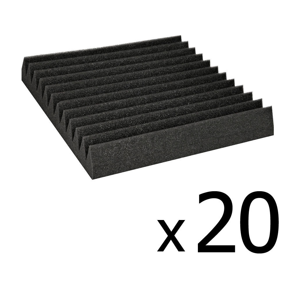 Set of 20 Studio Wedge Acoustic Foam Black 30 x 30cm