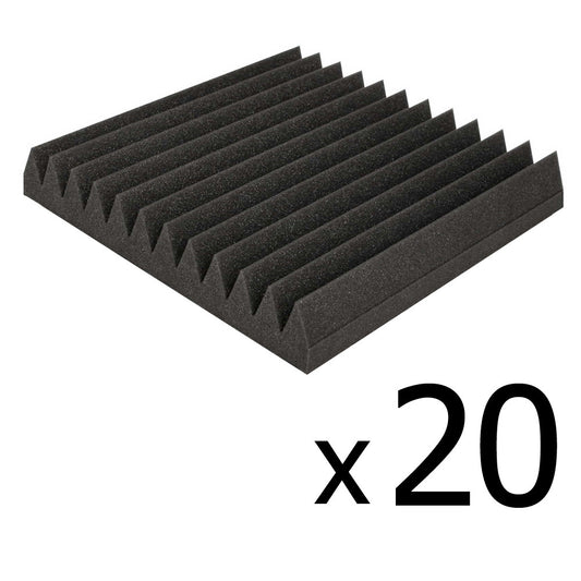 Set of 20 Studio Wedge Acoustic Foam Charcoal 30 x 30cm