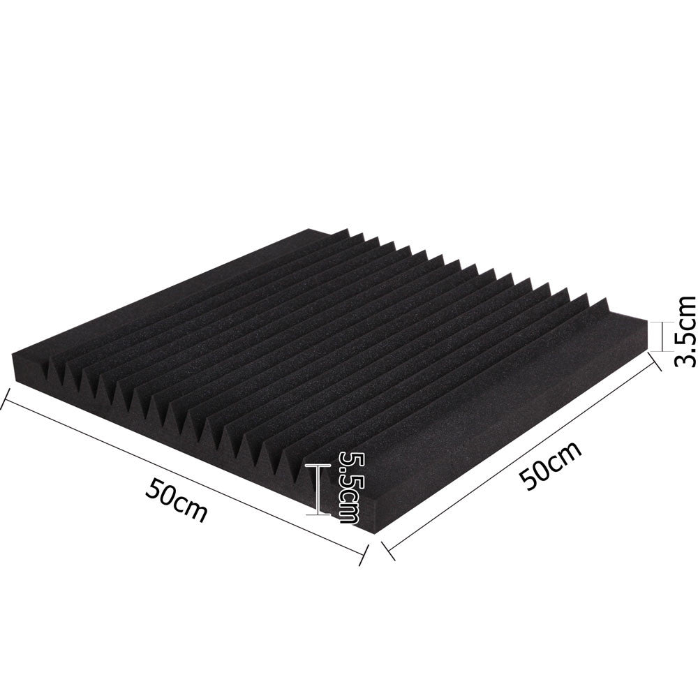 Set of 10 Studio Acoustic Foam Tile Wedge Black 50 x 50 x 5cm