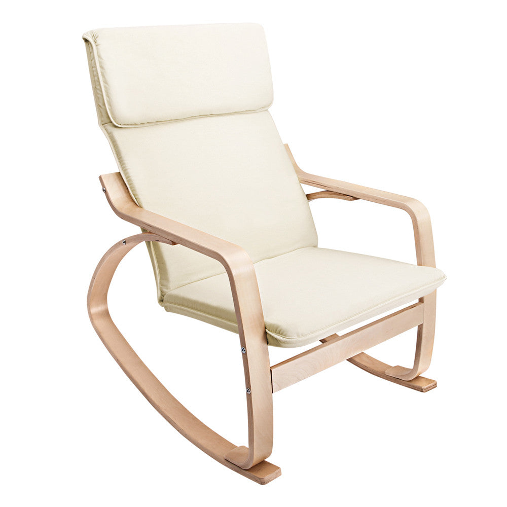 Bentwood Fabric Rocking Armchair Beige