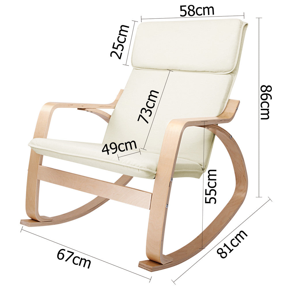 Bentwood Fabric Rocking Armchair Beige