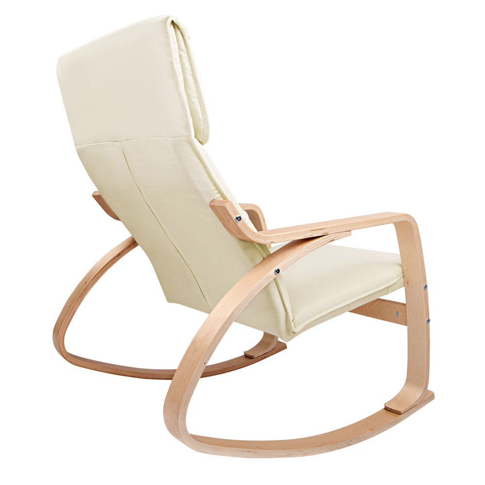 Bentwood Fabric Rocking Armchair Beige