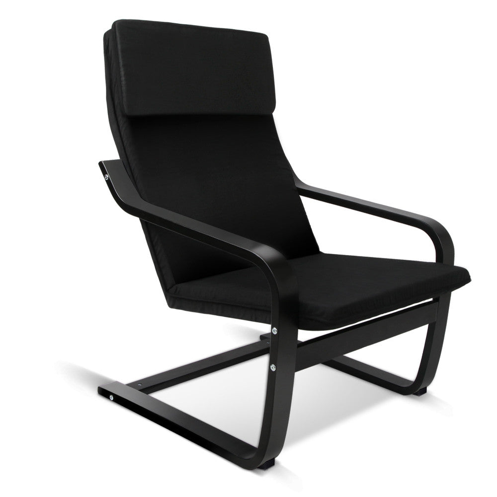 Birch Plywood Fabric Lounge Armchair - Black