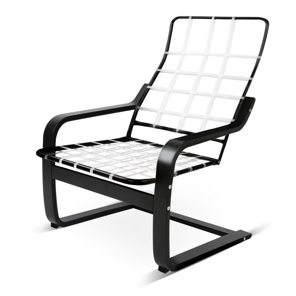 Birch Plywood Fabric Lounge Armchair - Black