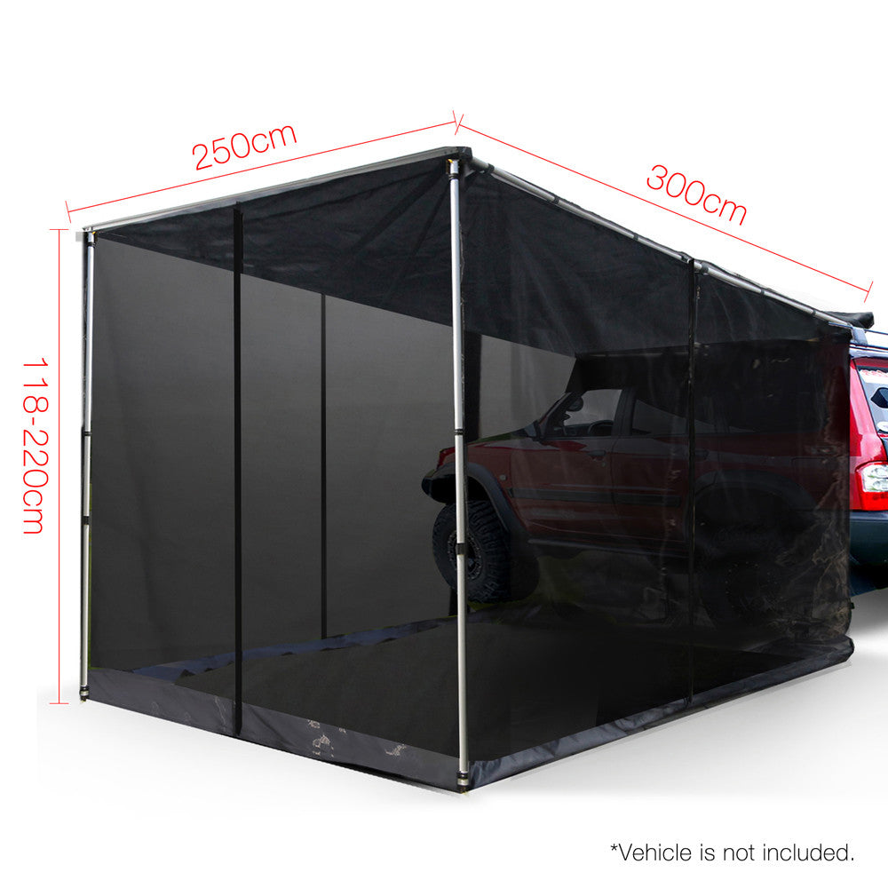 2.5X3M Car Awning & Mesh Screen - Grey