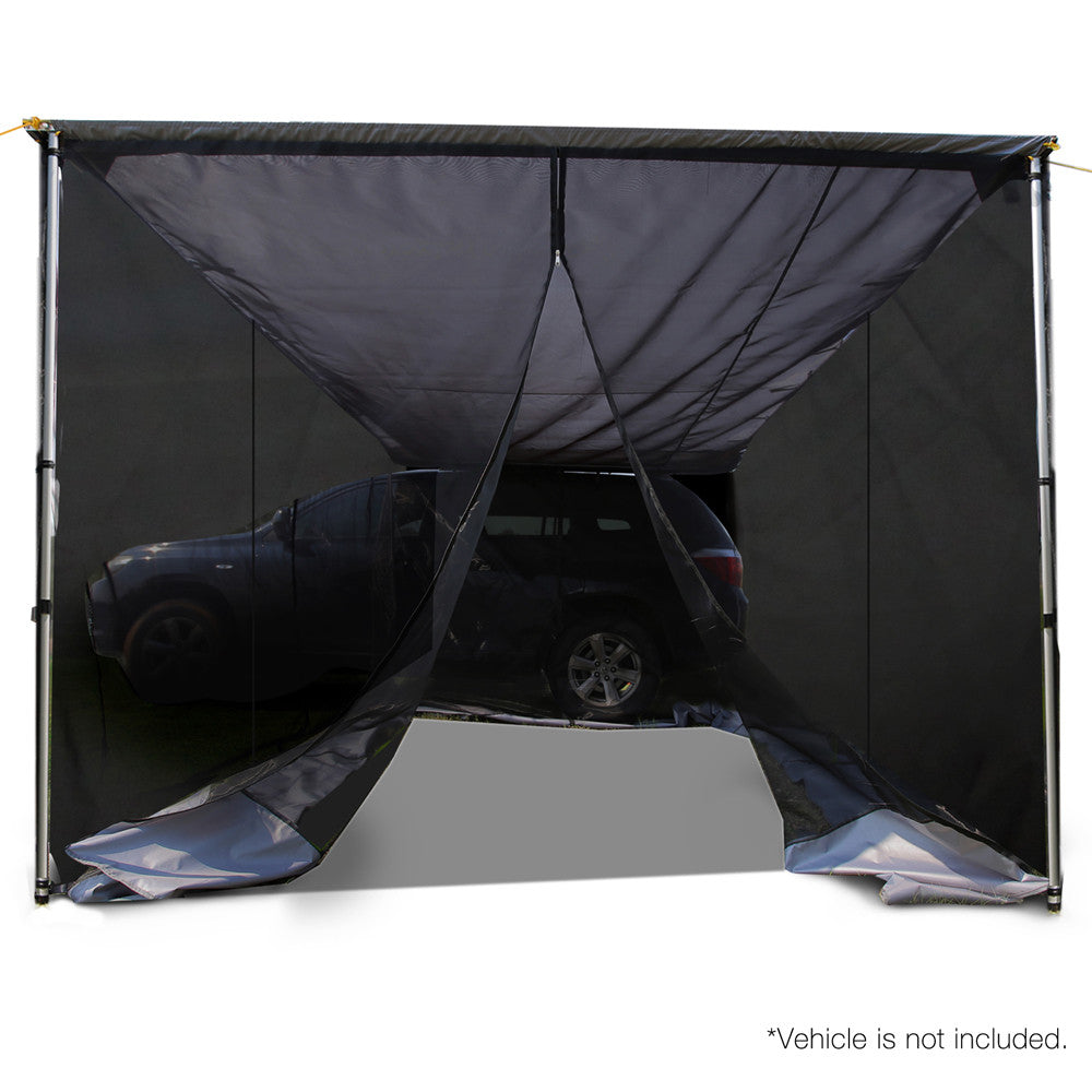 2.5X3M Car Awning & Mesh Screen - Grey