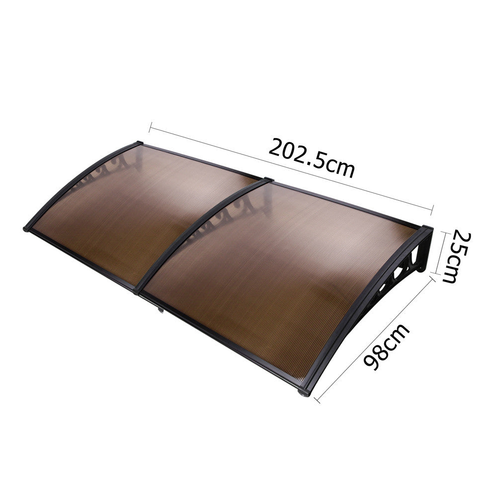 DIY Window Door Awning Cover Brown 100 x 200cm