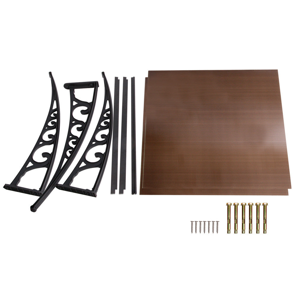 DIY Window Door Awning Cover Brown 100 x 200cm