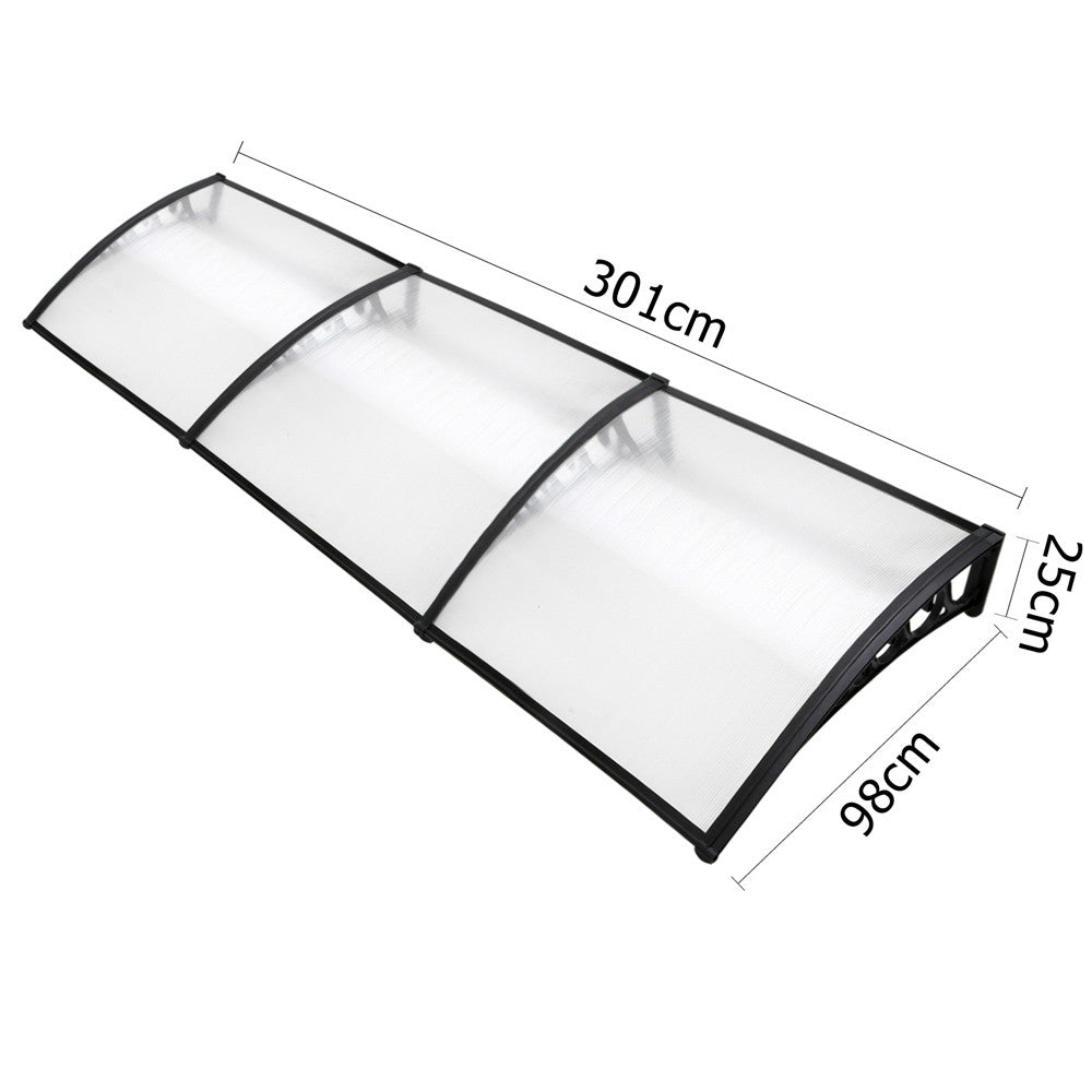 DIY Window Door Awning Cover Transparent 100 x 300cm