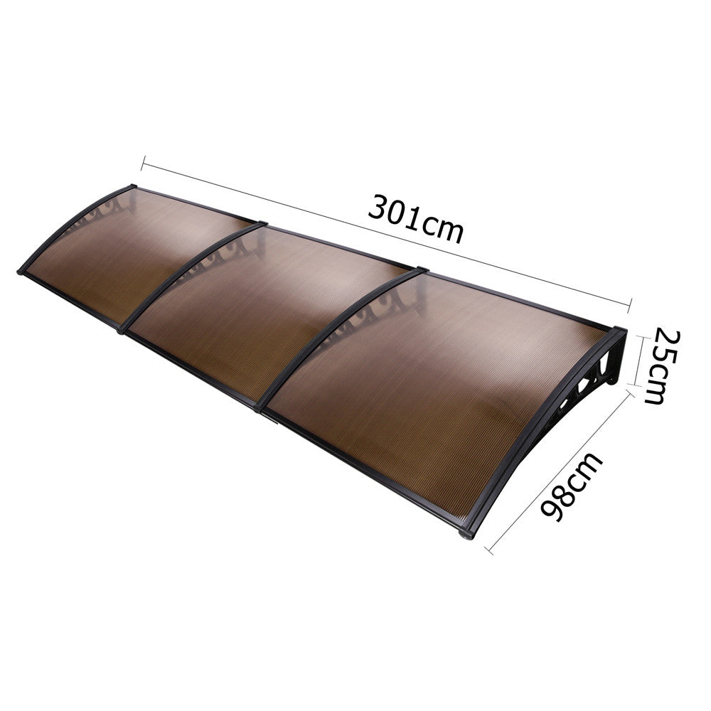 DIY Window Door Awning Cover Brown 100 x 300cm