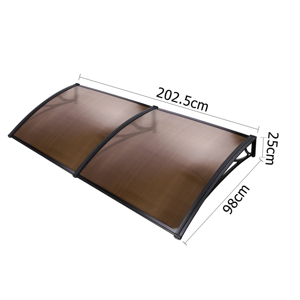 DIY Window Door Awning Cover Brown 100 x 200cm