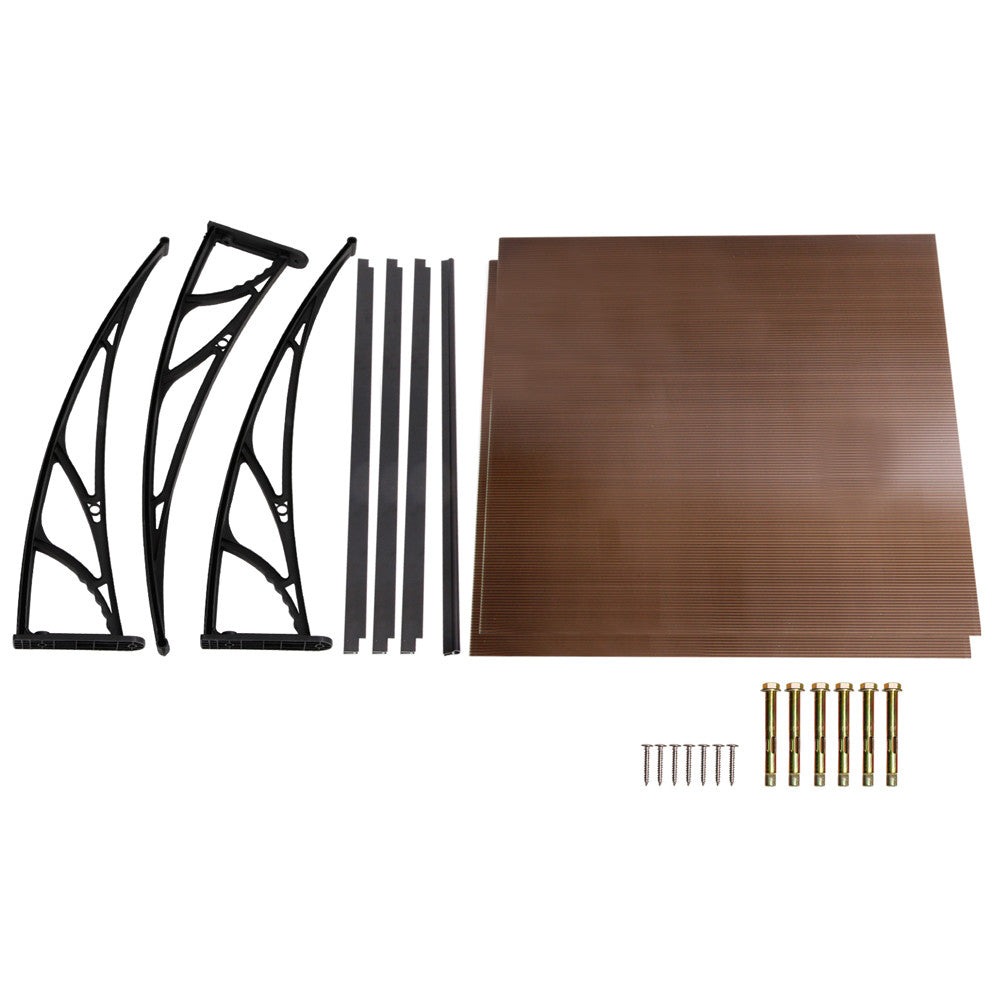 DIY Window Door Awning Cover Brown 100 x 200cm