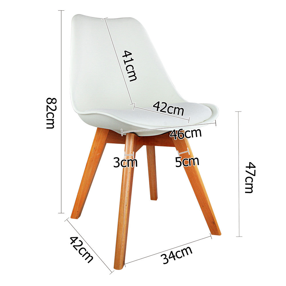 Set of 2 Dining Chair PU Leather Seat White