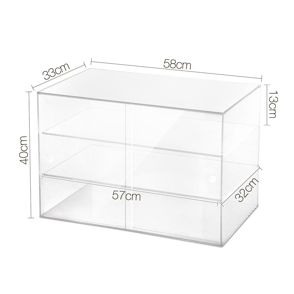 3 Tier Clear Acrylic Display Cabinet with Sliding Door