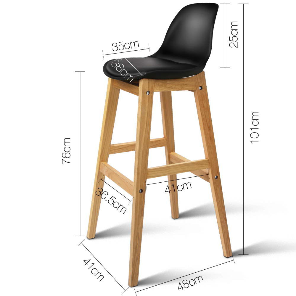 Set of 2 High Seat Back Barstools – Black