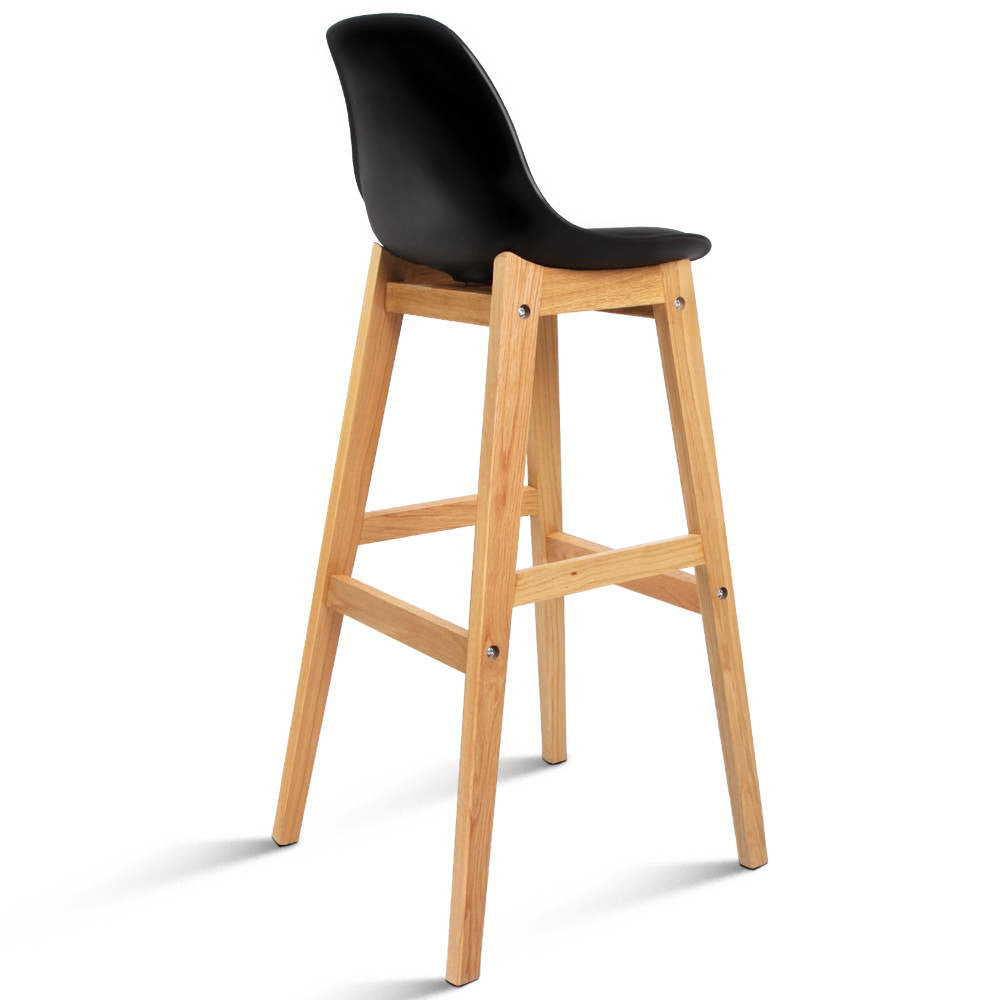 Set of 2 High Seat Back Barstools – Black