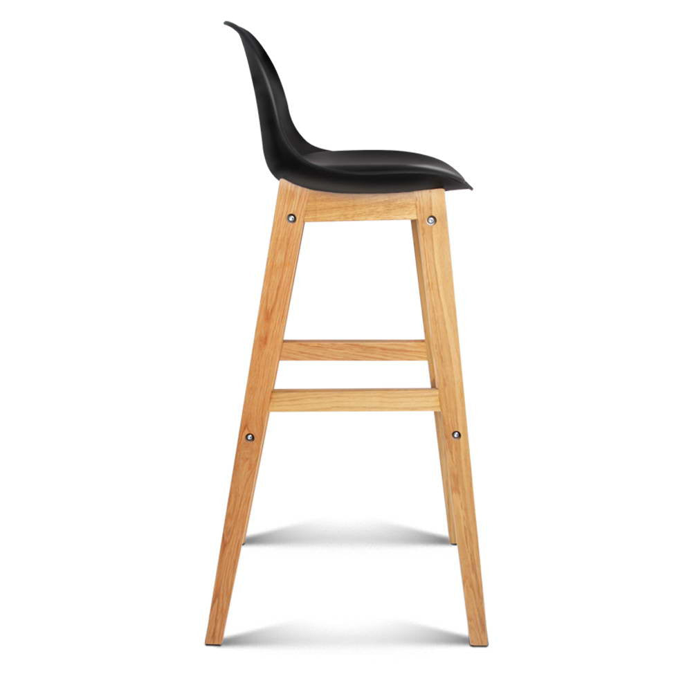 Set of 2 High Seat Back Barstools – Black