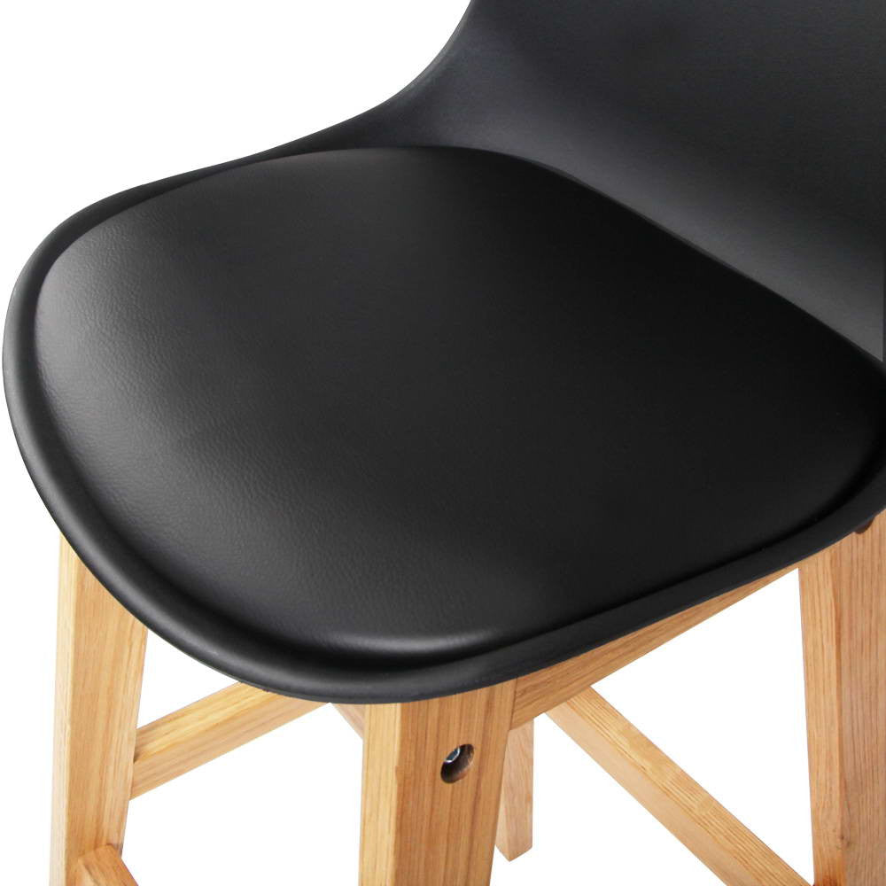 Set of 2 High Seat Back Barstools – Black