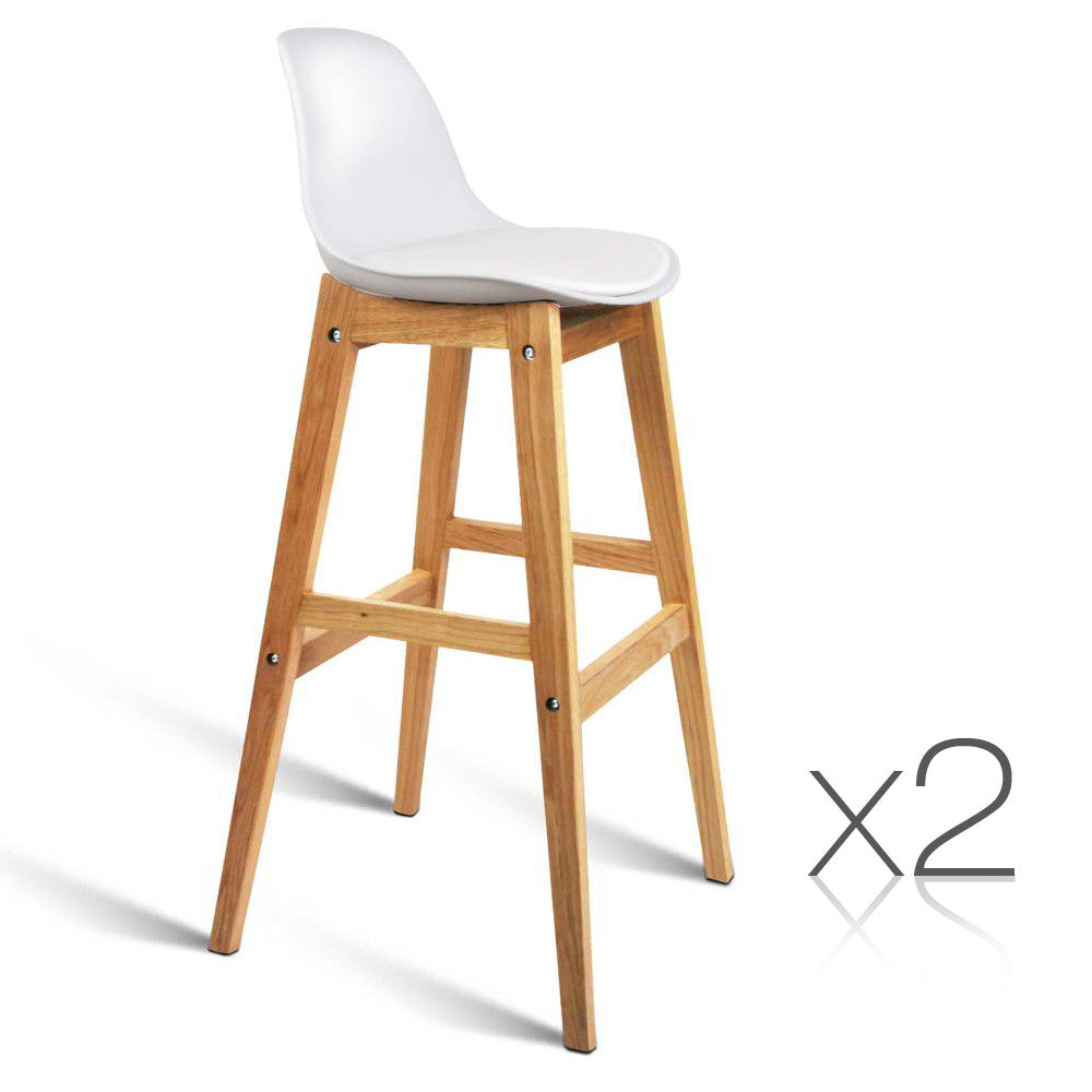 Set of 2 High Seat Back Barstools White