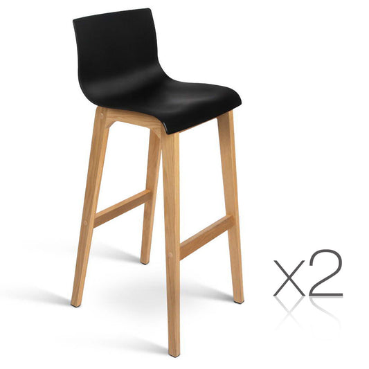 Set of 2 High Seat Back Barstools Black