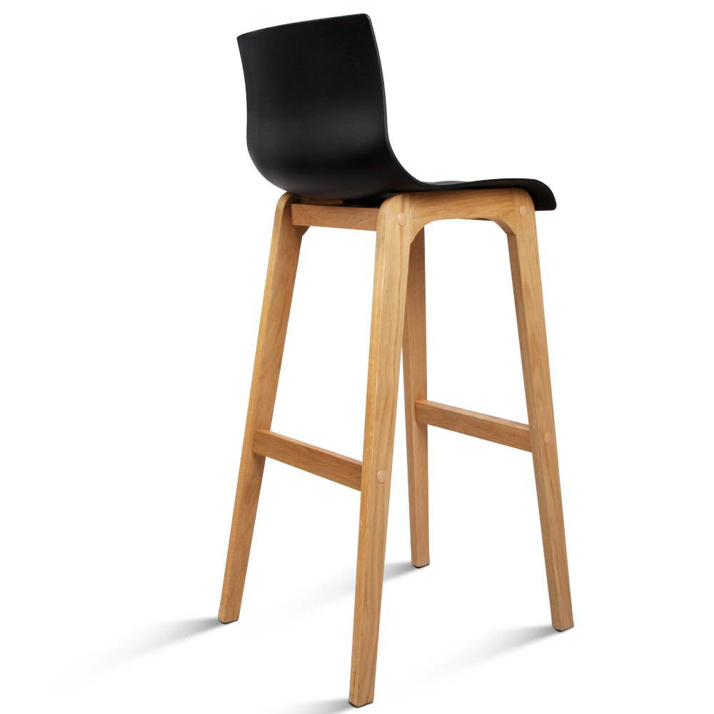 Set of 2 High Seat Back Barstools Black