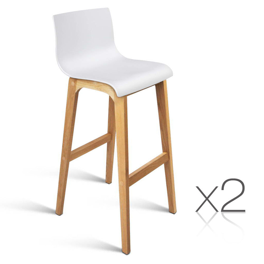 Set of 2 High Seat Back Barstools White