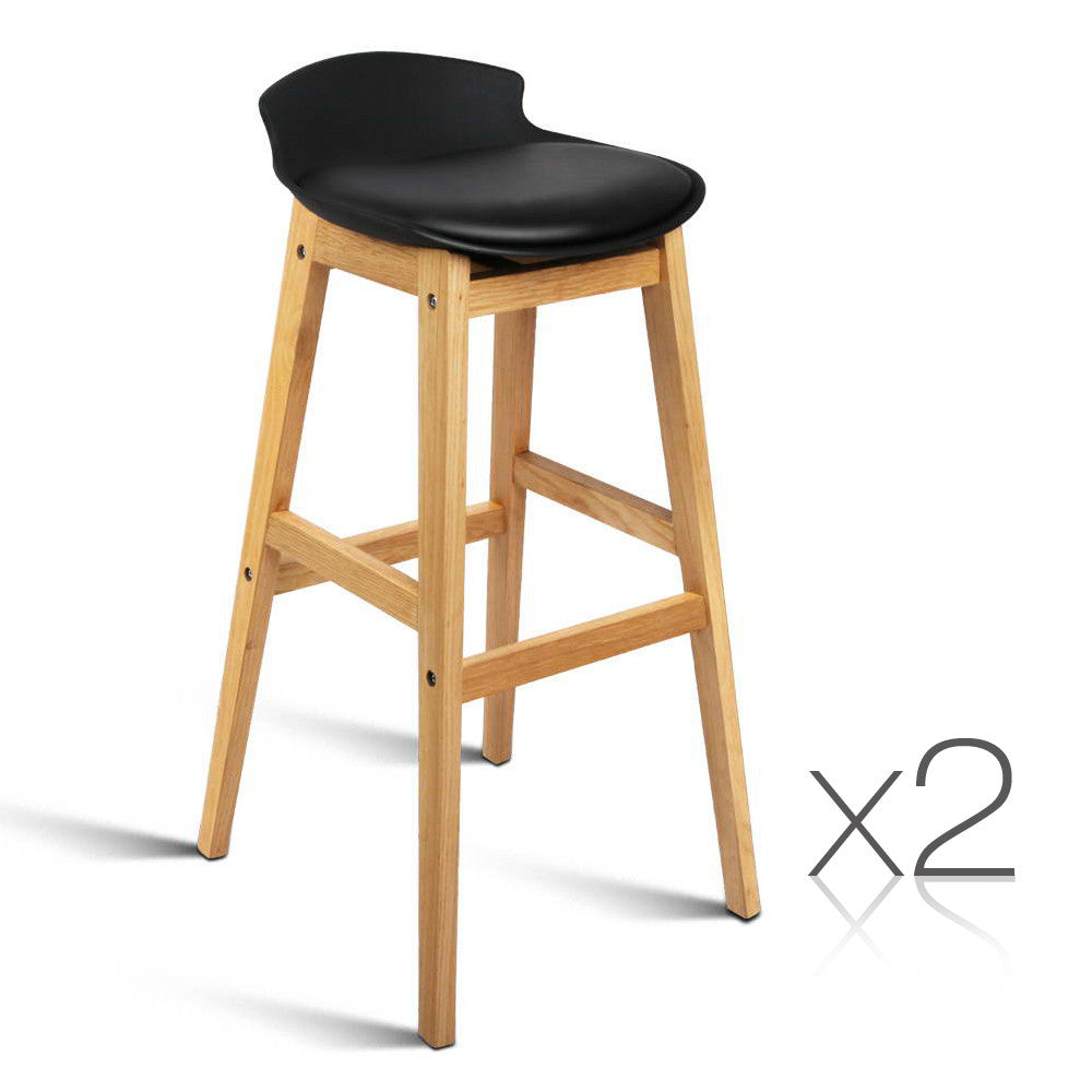 Set of 2 High Seat Back Barstools Black