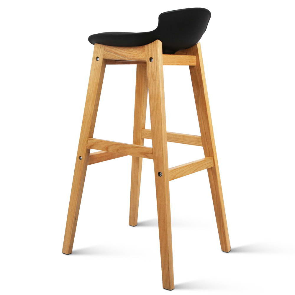 Set of 2 High Seat Back Barstools Black