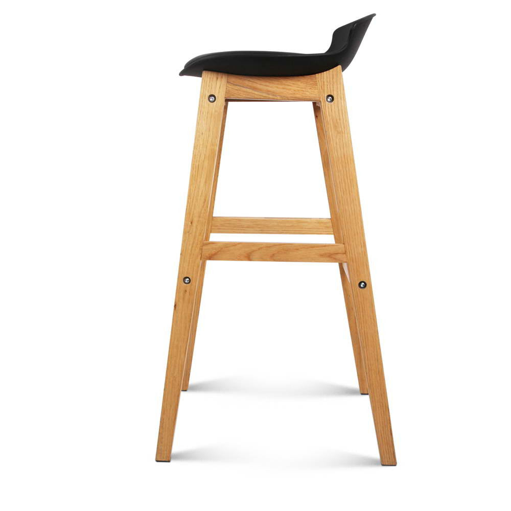 Set of 2 High Seat Back Barstools Black