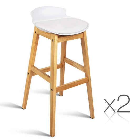 Set of 2 High Seat Back Barstools White