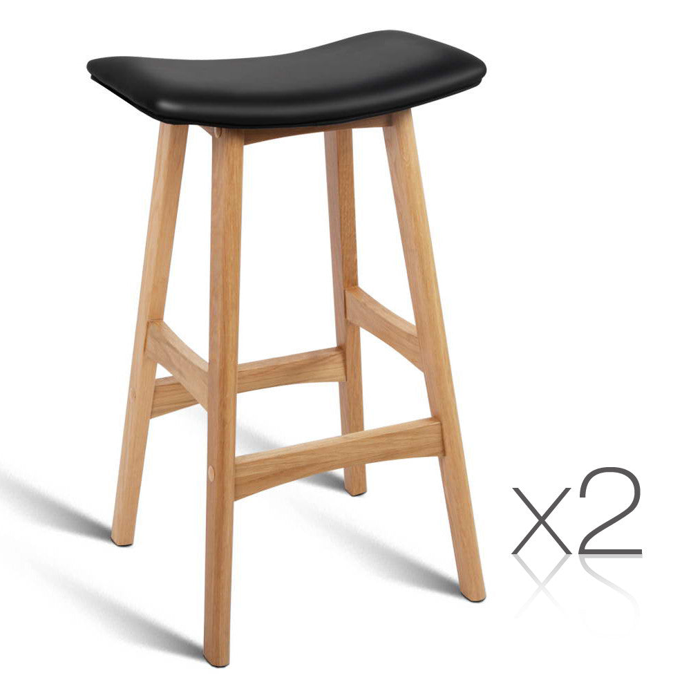 Set of 2 High Seat Barstools Black