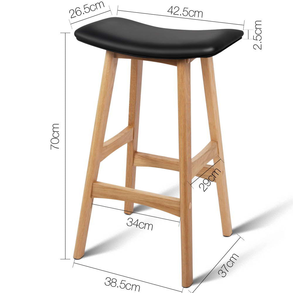 Set of 2 High Seat Barstools Black