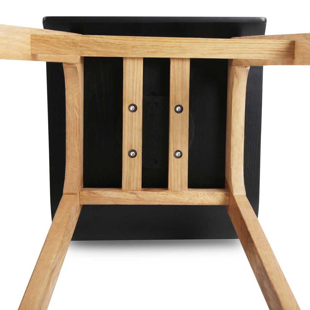 Set of 2 Oak Wood Bar Stools - Black