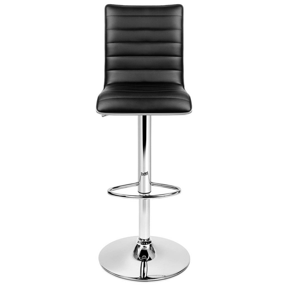 Set of 2 PU Leather Bar Stools - Black