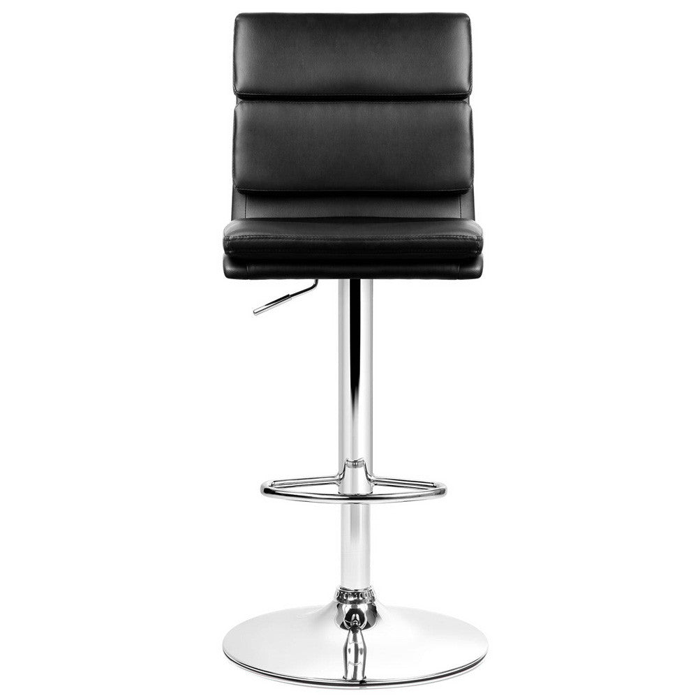 Set of 2 PU Leather Bar Stools - Black