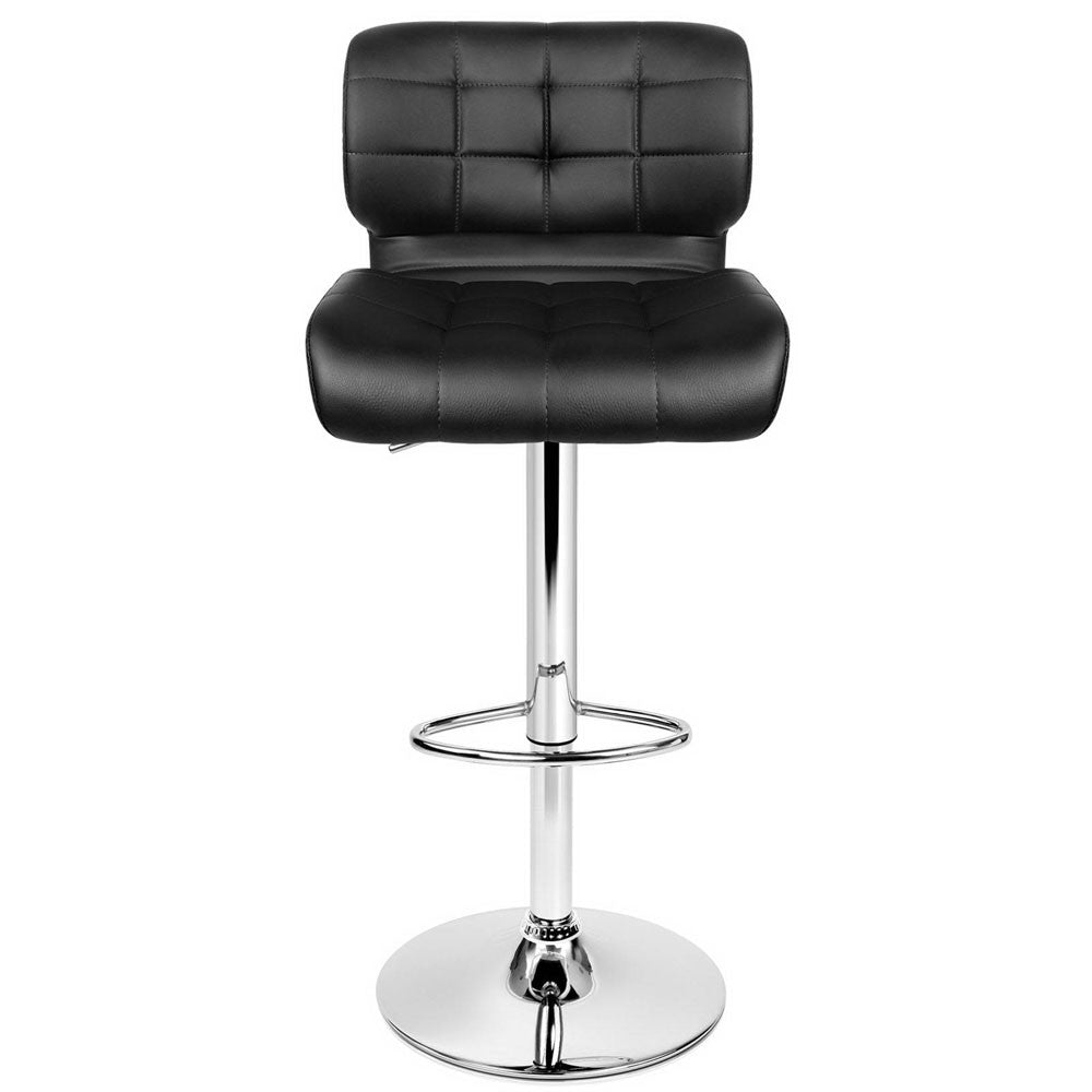 Set of 2 Leather Bar Stools - Black