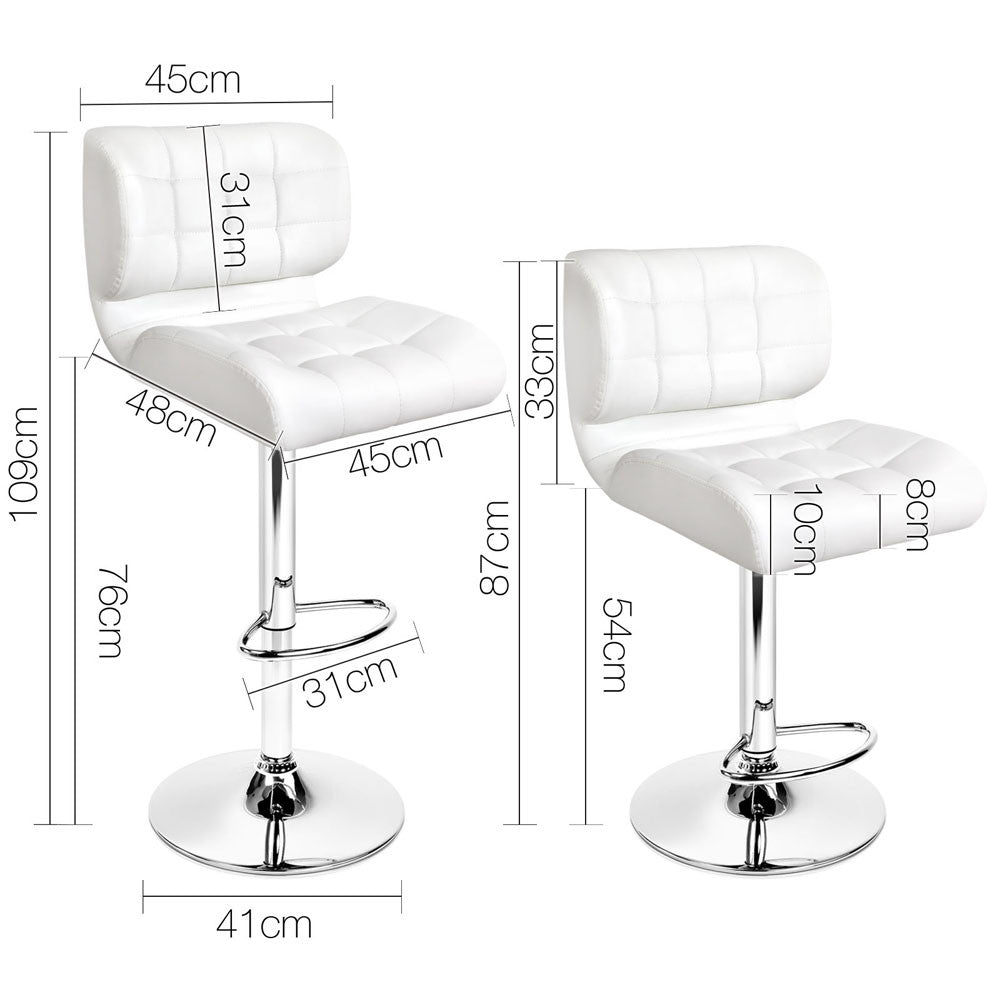 Set of 2 Leather Bar Stools - White