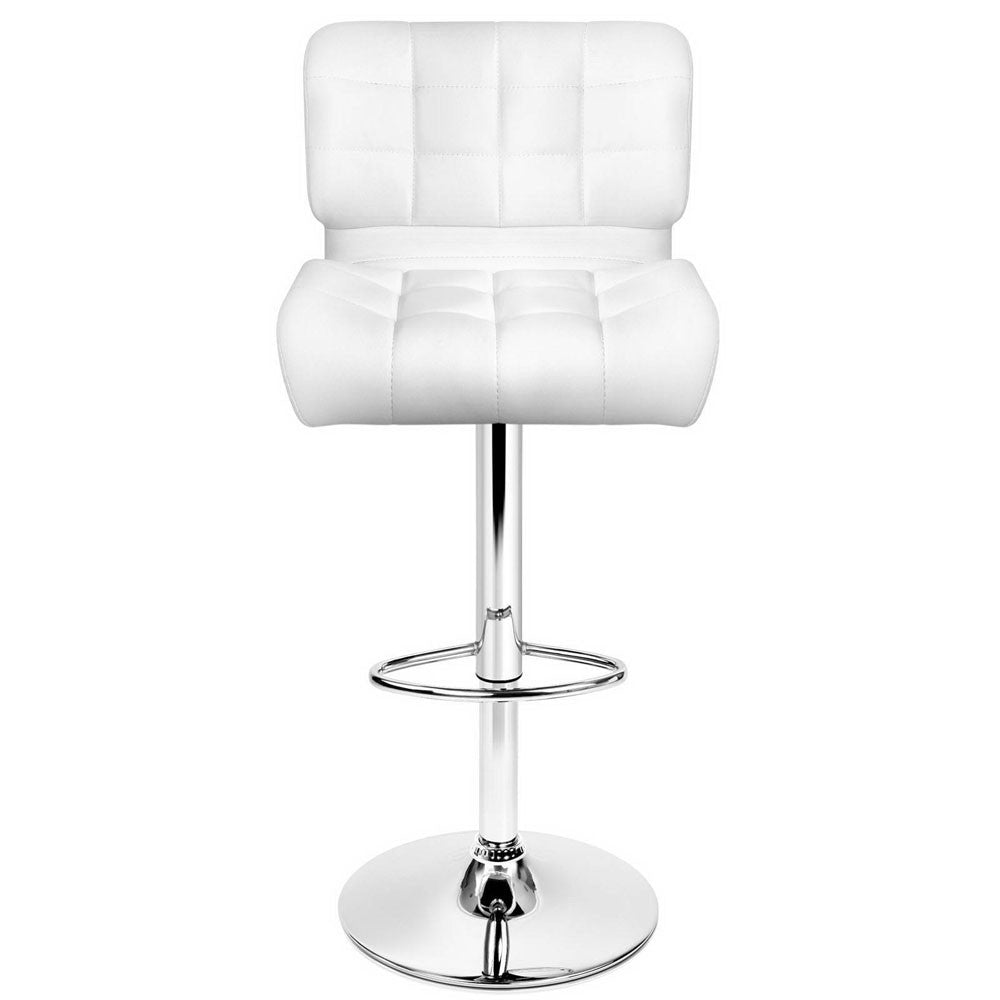 Set of 2 Leather Bar Stools - White