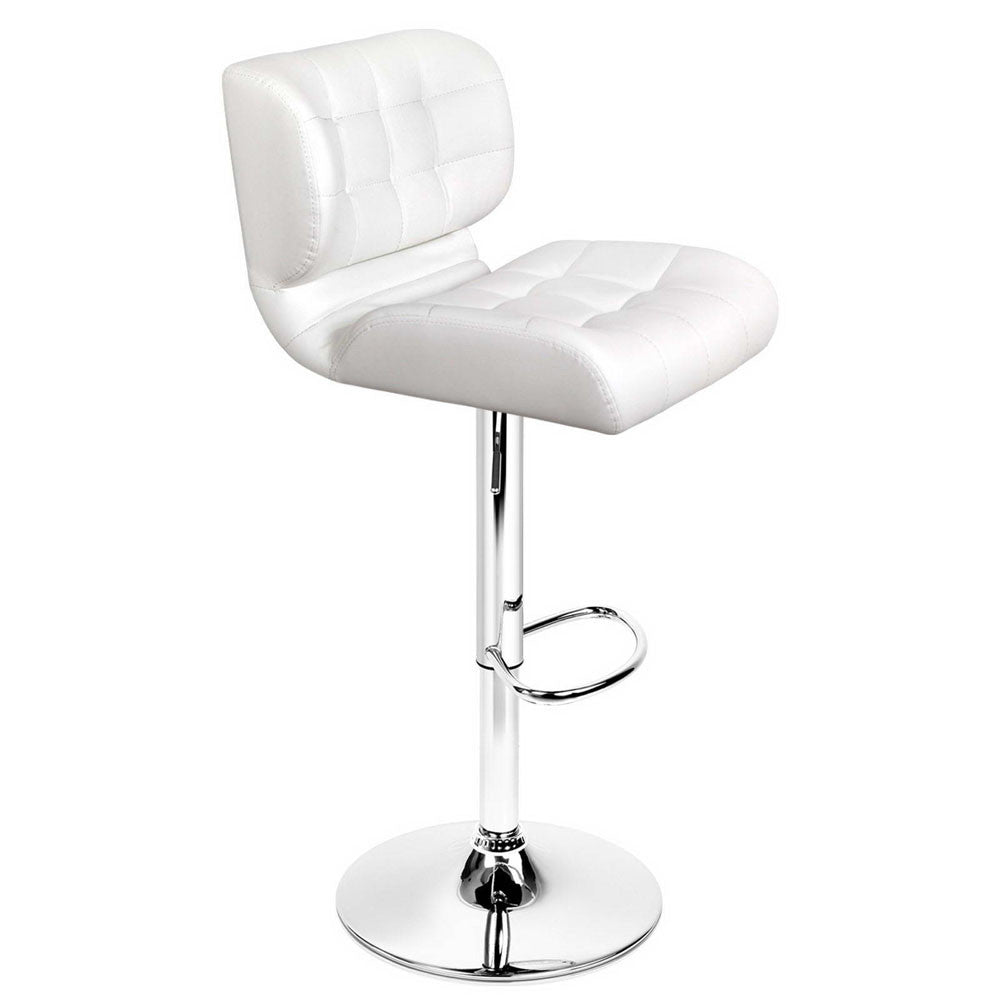 Set of 2 Leather Bar Stools - White