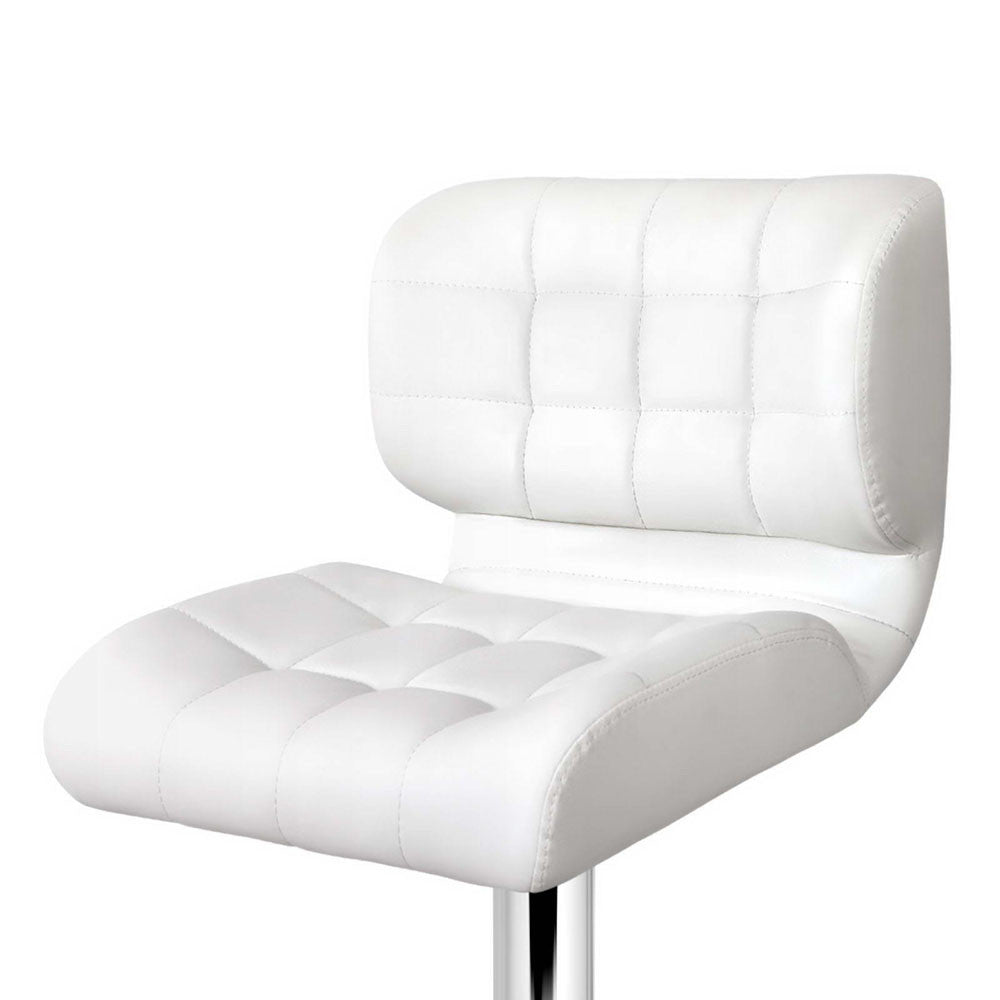 Set of 2 Leather Bar Stools - White