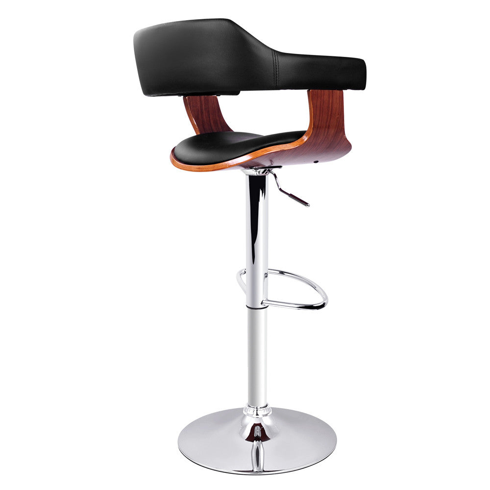 PU Leather Wooden Kitchen Bar Stool Black