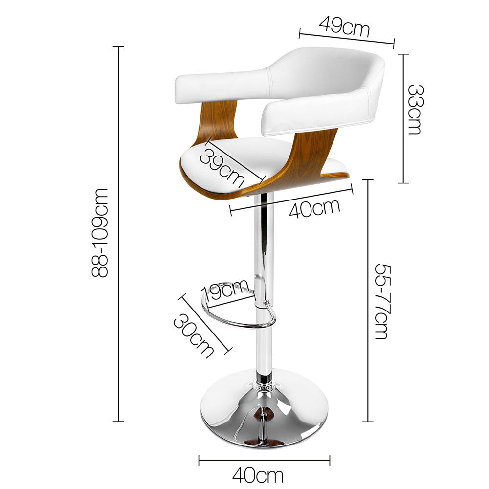 Wooden Bar Stool with White PU Leather